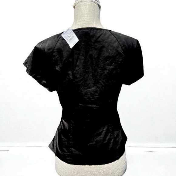 🌻NEW w/tags Madewell Black Twist-Front Seamed Top in Poplin Size 12 - Picture 4 of 7